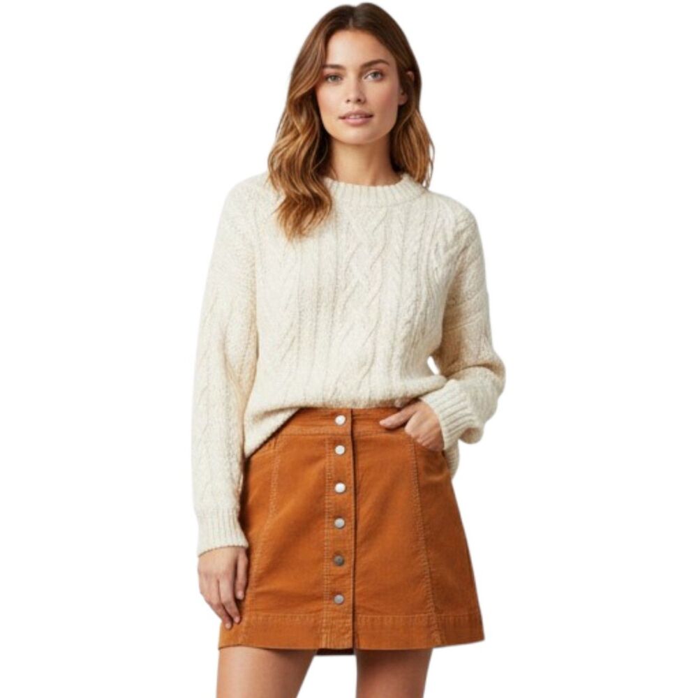 Madewell Cognac Corduroy Button Down High Waist Mini Skirt Fall Style Retro 70s